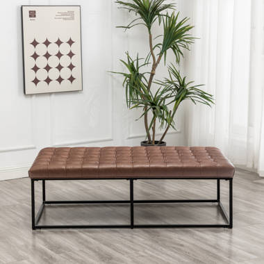 Wide on sale leather bench